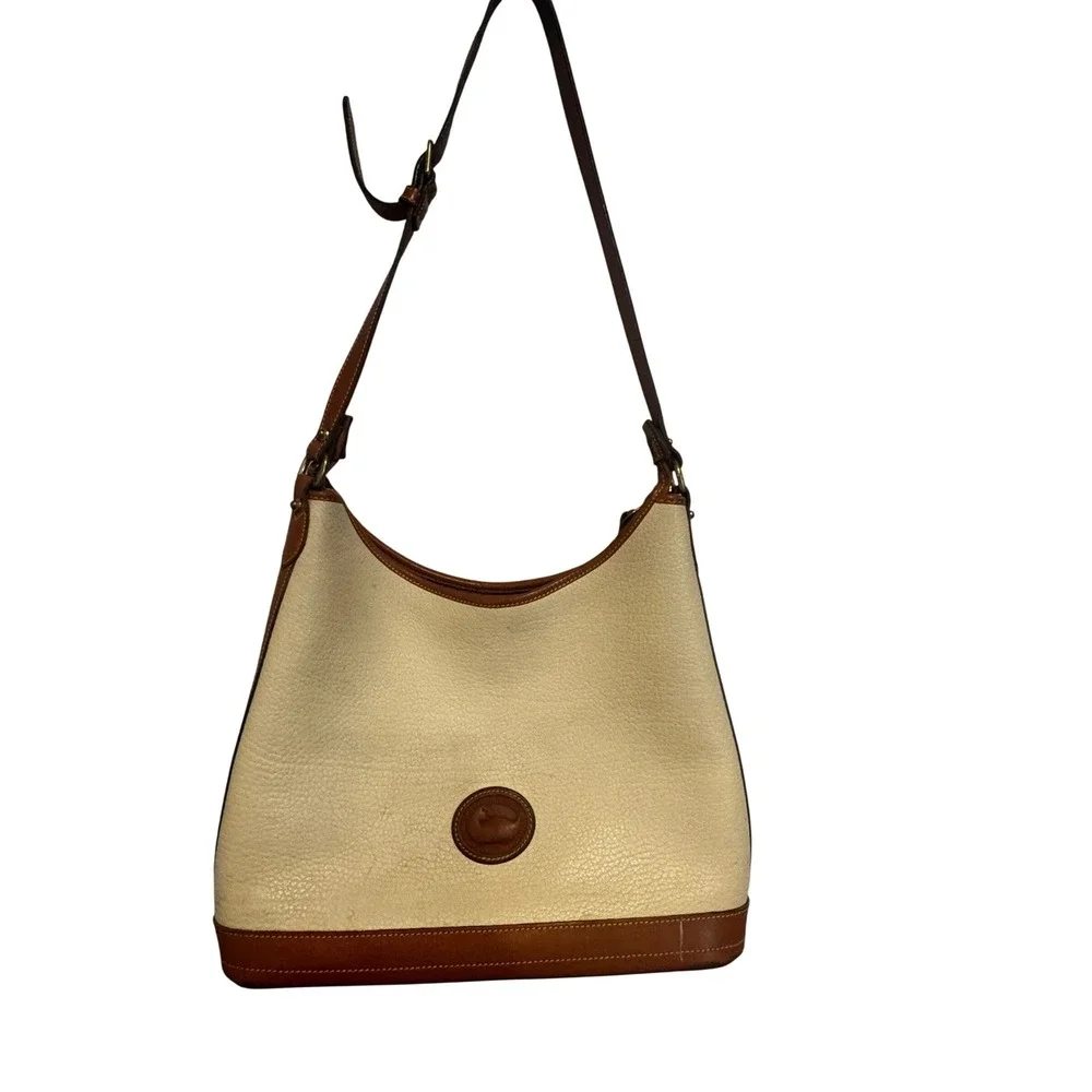 Vintage Dooney & Bourke All Weather Leather Hobo Bag Cream Tan USA  Quiet Luxury
